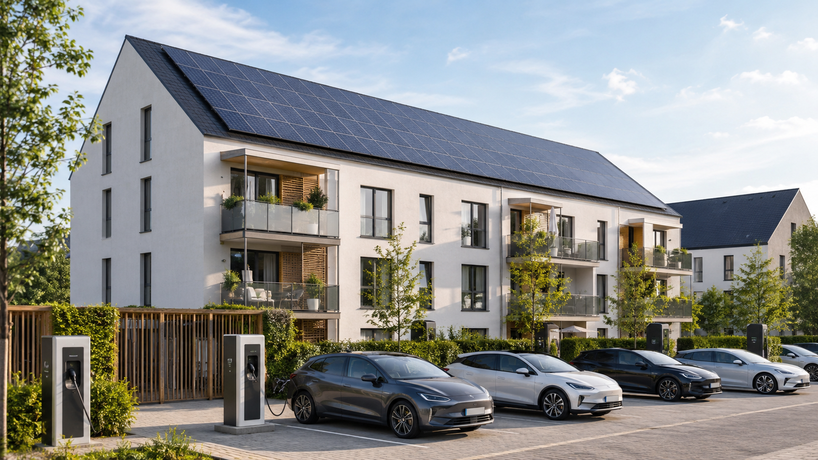 Mehrfamilienhaus mit Photovoltaik und Ladeinfrastruktur