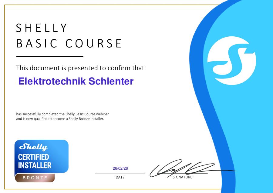 Vorschau Shelly Certified Installer Bronze